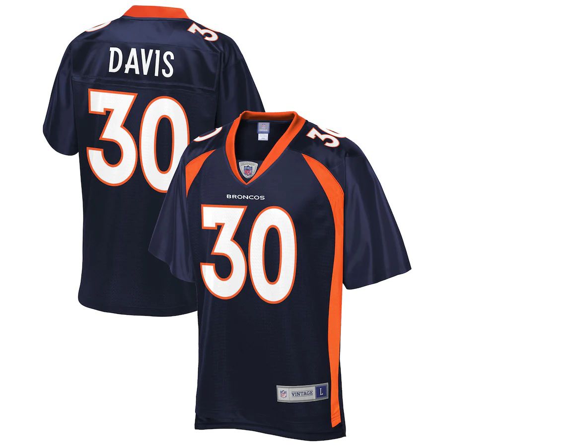 Men Denver Broncos #30 Terrell Davis Pro Line Navy Retired Player NFL Jersey